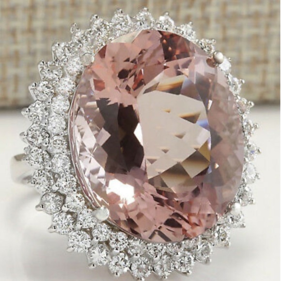 Gorgeous Huge 925 Silver Ring Champagne Crystal - Picture 4 of 15